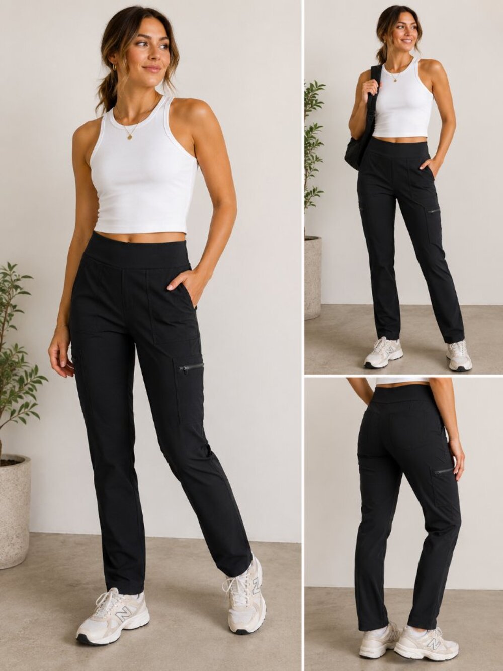 Athleta Headlands Hybrid Cargo Pants Black Size 4 High Rise Hiking